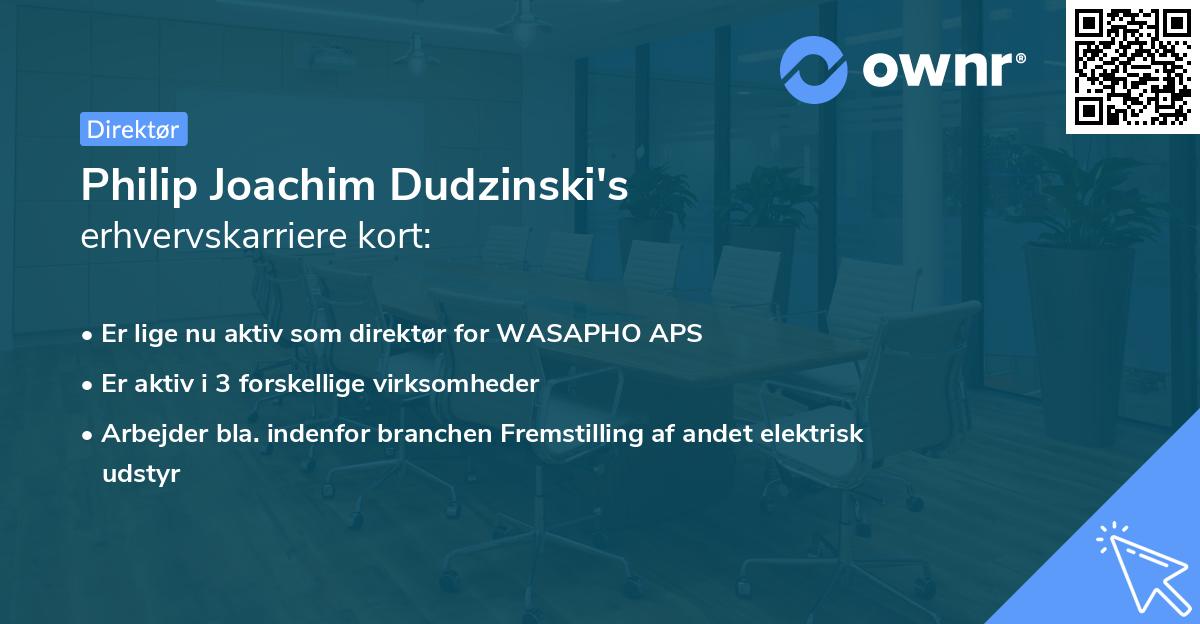 Philip Joachim Dudzinski's erhvervskarriere kort