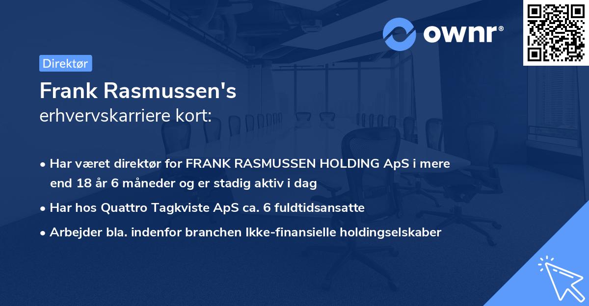 Frank Rasmussen's erhvervskarriere kort