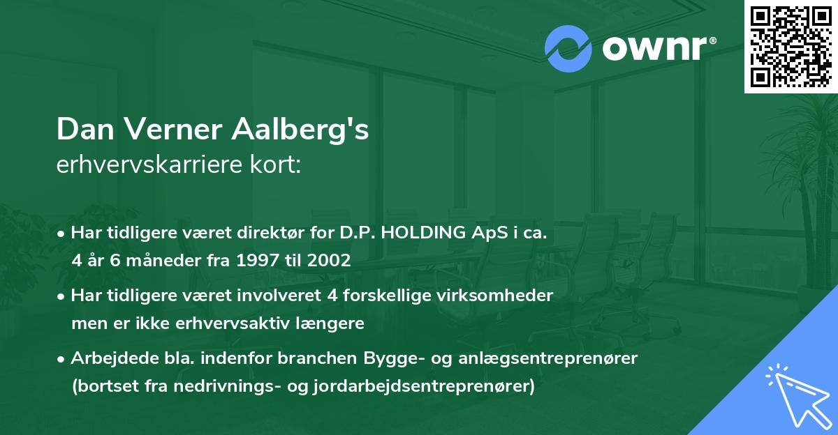 Dan Verner Aalberg's erhvervskarriere kort