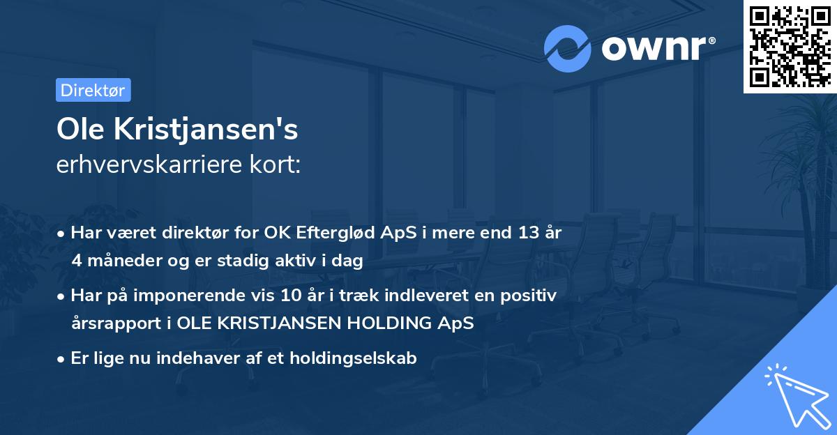 Ole Kristjansen's erhvervskarriere kort