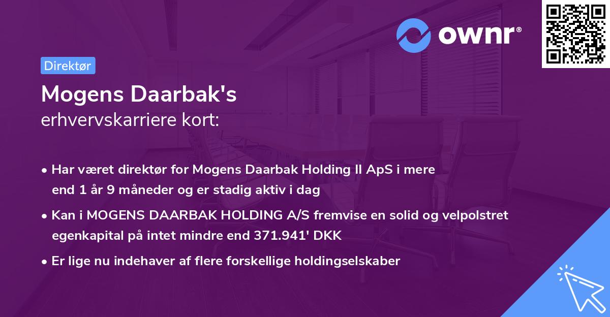 Mogens Daarbak's erhvervskarriere kort