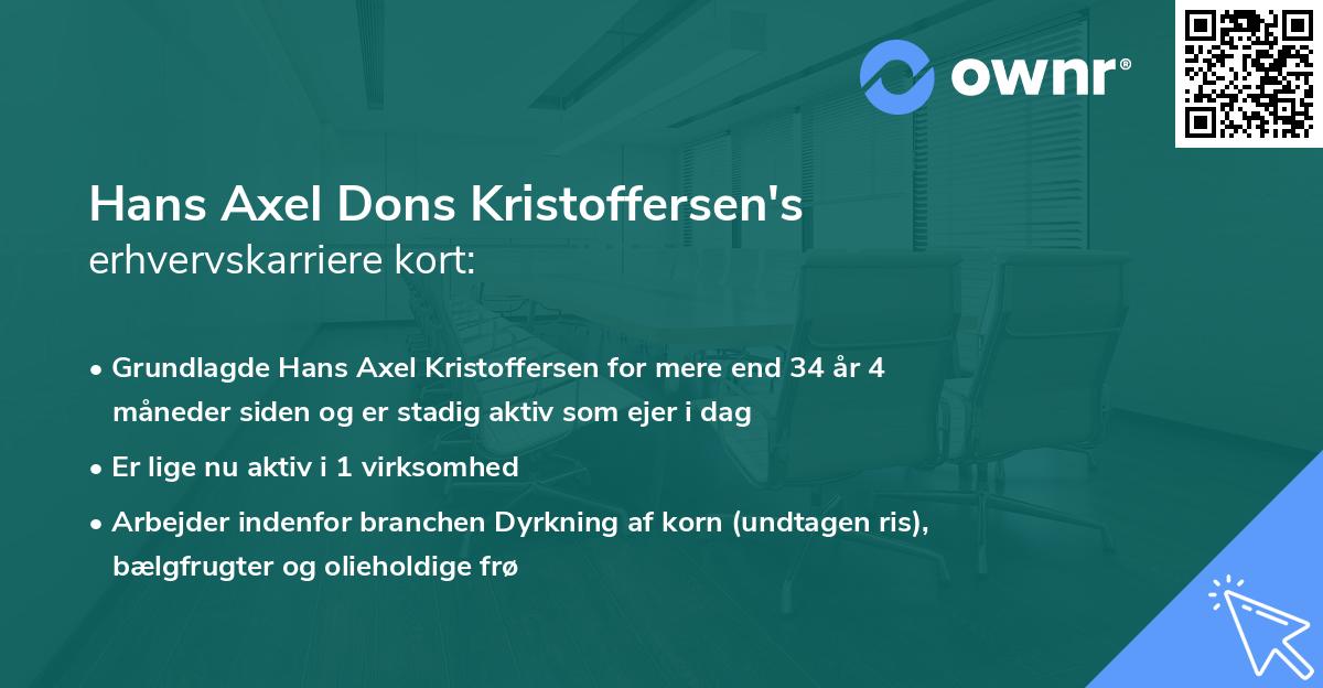 Hans Axel Dons Kristoffersen's erhvervskarriere kort