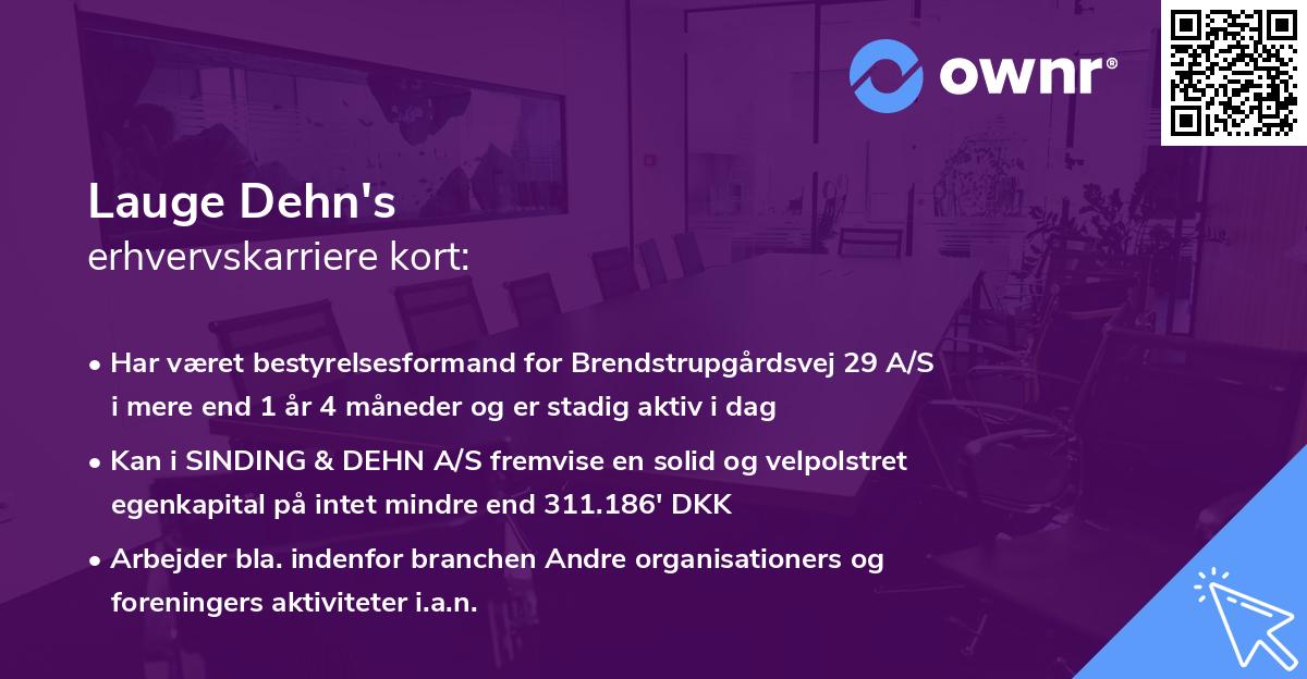 Lauge Dehn's erhvervskarriere kort
