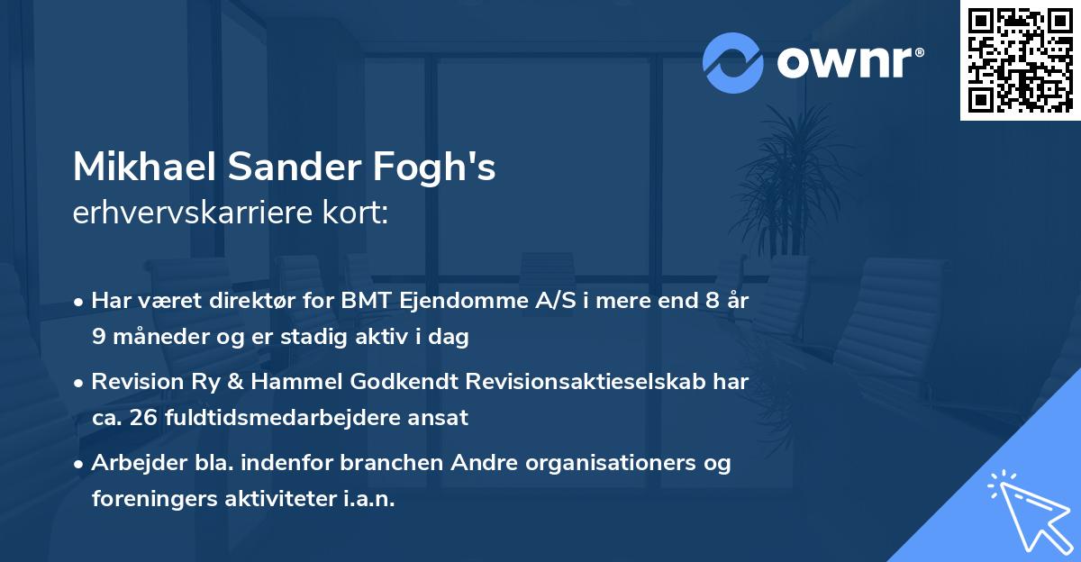 Mikhael Sander Fogh's erhvervskarriere kort