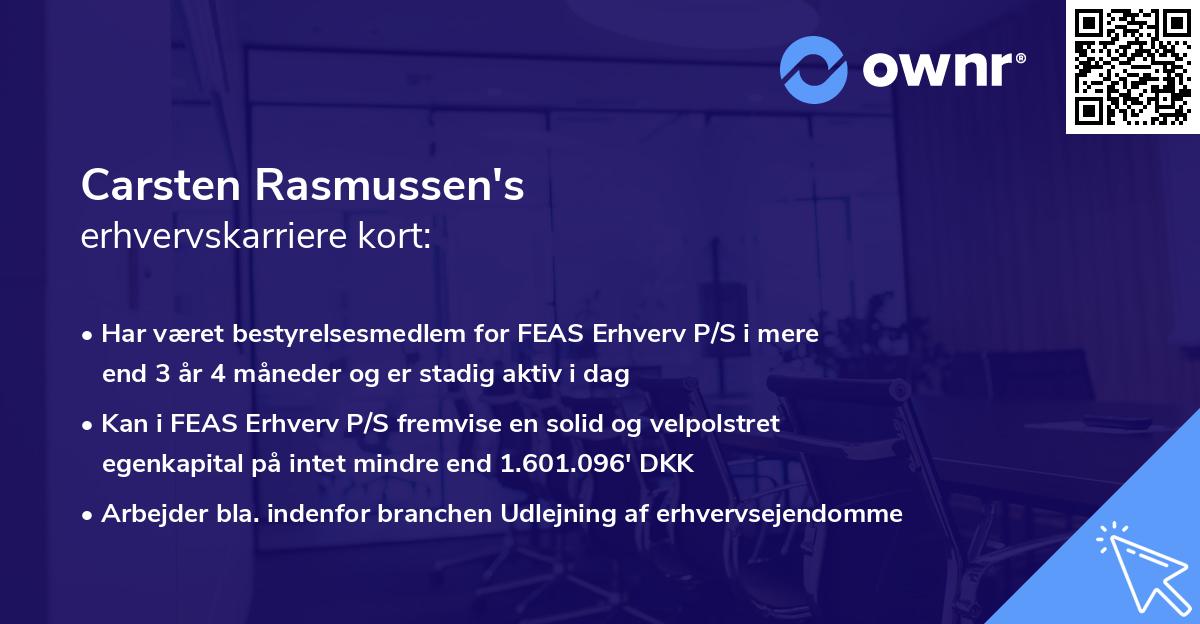 Carsten Rasmussen's erhvervskarriere kort
