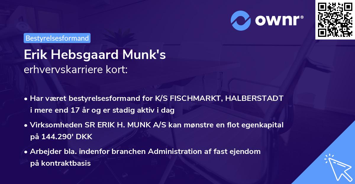 Erik Hebsgaard Munk's erhvervskarriere kort