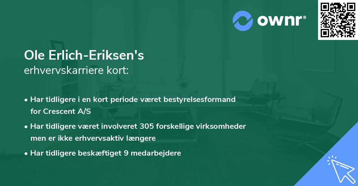 Ole Erlich-Eriksen's erhvervskarriere kort