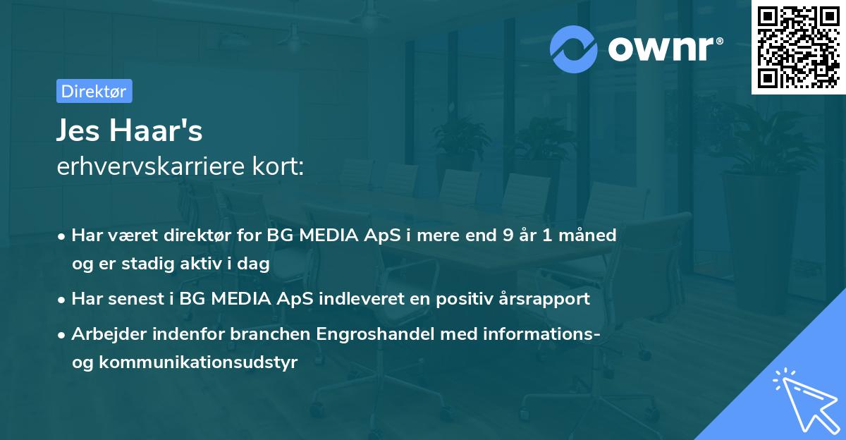 Jes Haar's erhvervskarriere kort