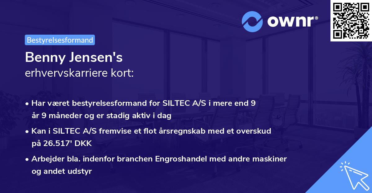 Benny Jensen's erhvervskarriere kort