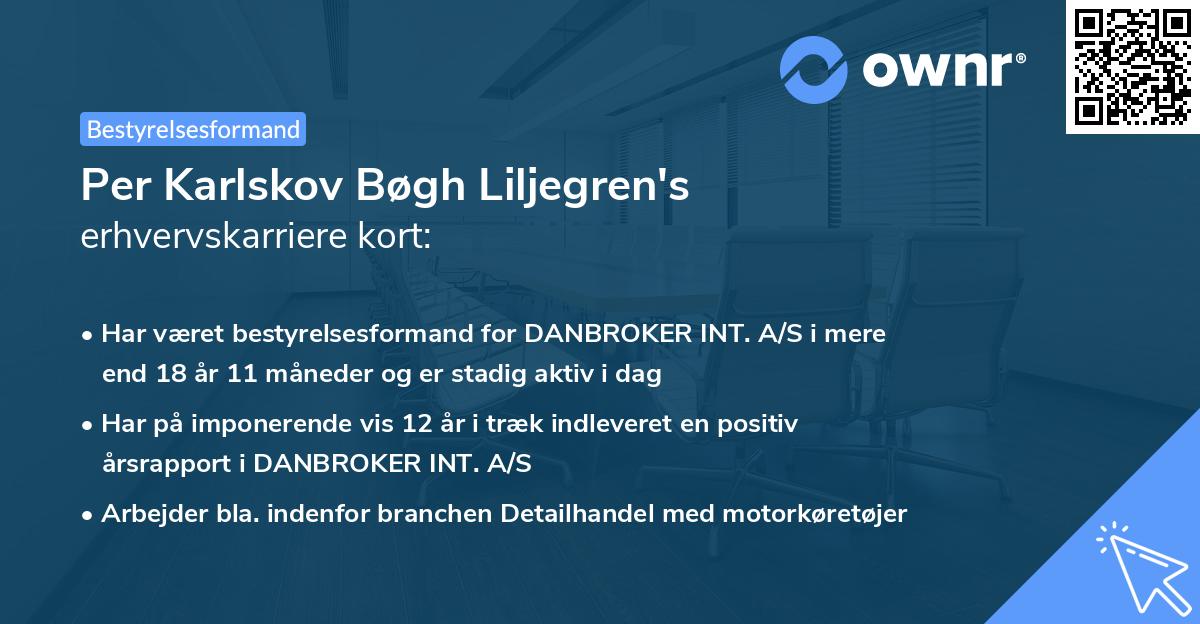 Per Karlskov Bøgh Liljegren's erhvervskarriere kort