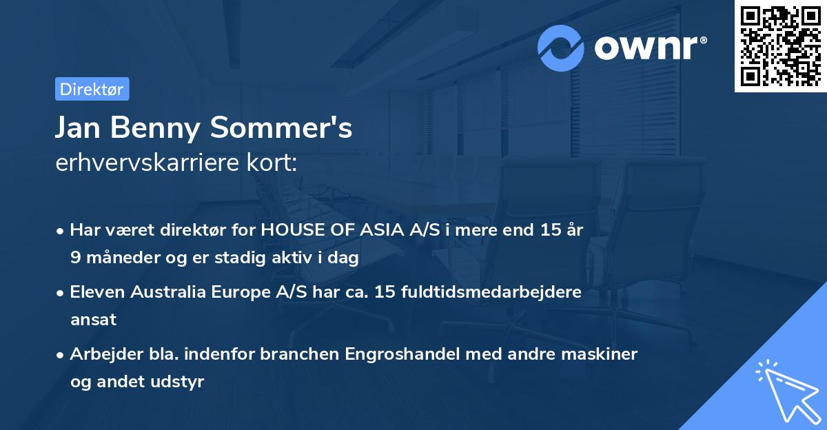 Jan Benny Sommer's erhvervskarriere kort