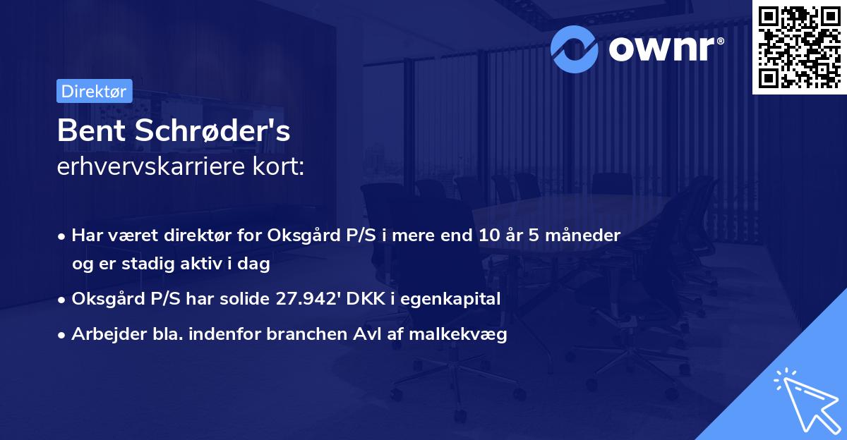 Bent Schrøder's erhvervskarriere kort