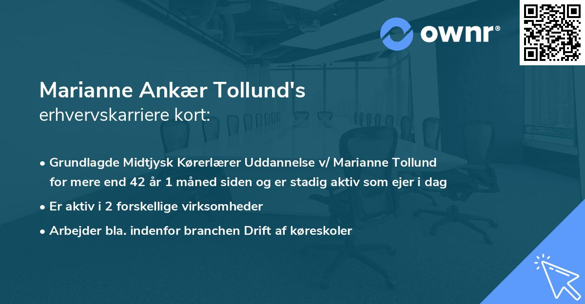 Marianne Ankær Tollund's erhvervskarriere kort