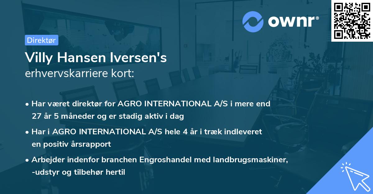 Villy Hansen Iversen's erhvervskarriere kort