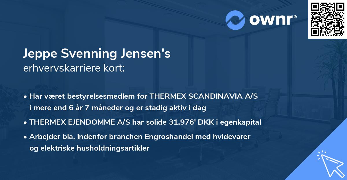Jeppe Svenning Jensen's erhvervskarriere kort
