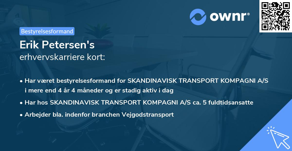 Erik Petersen's erhvervskarriere kort
