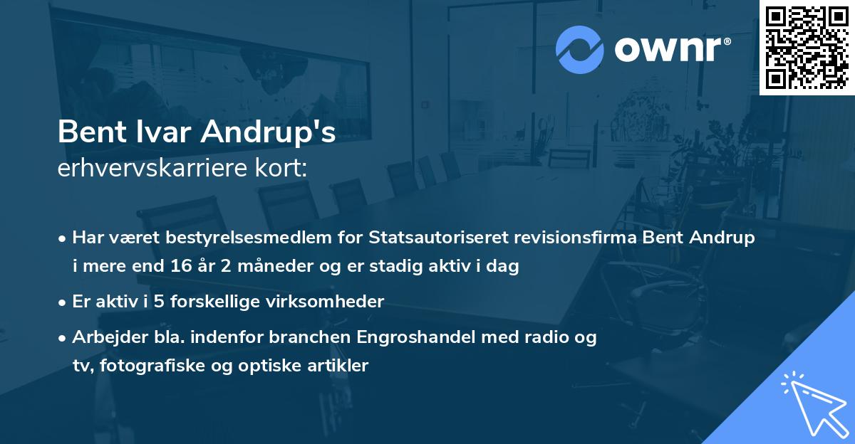Bent Ivar Andrup's erhvervskarriere kort