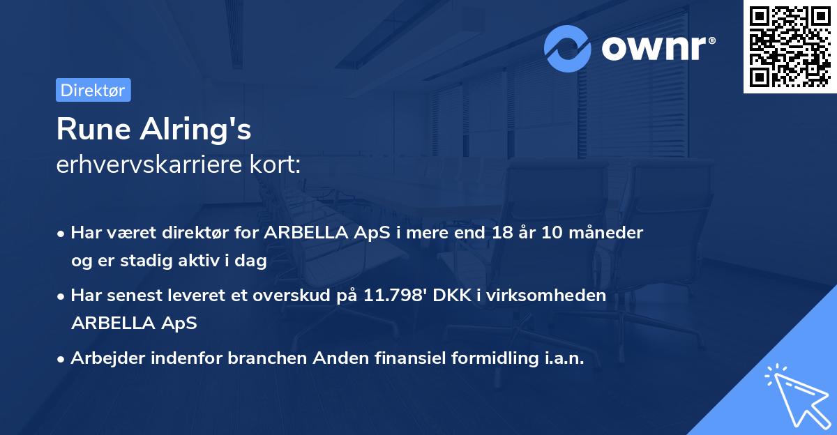 Rune Alring's erhvervskarriere kort