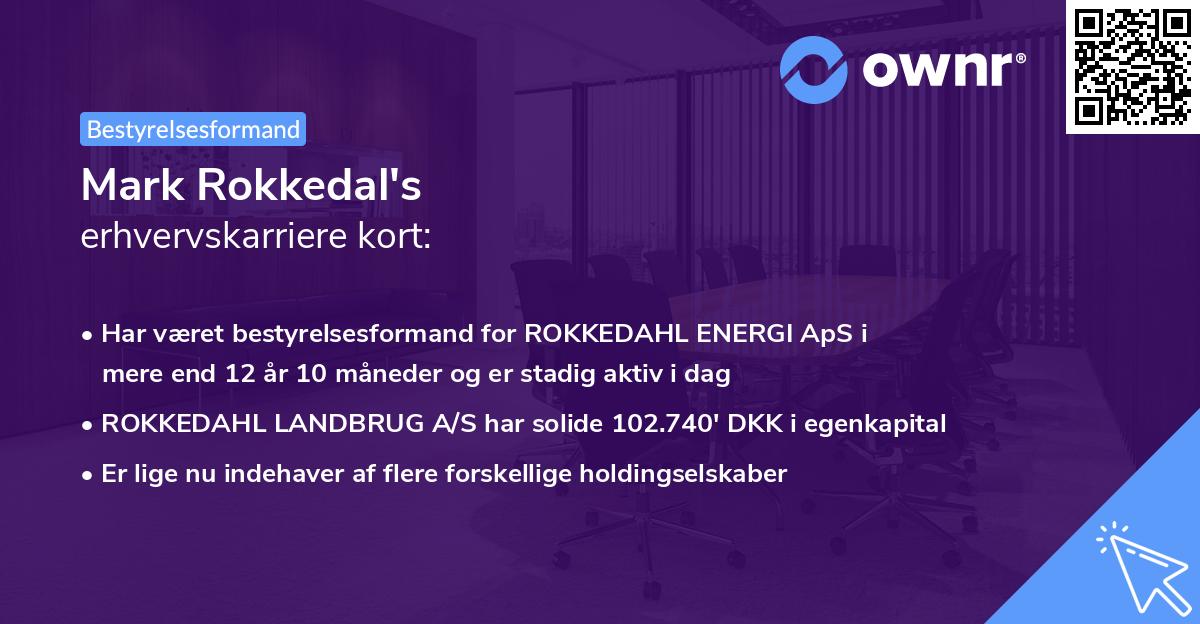 Mark Rokkedal's erhvervskarriere kort