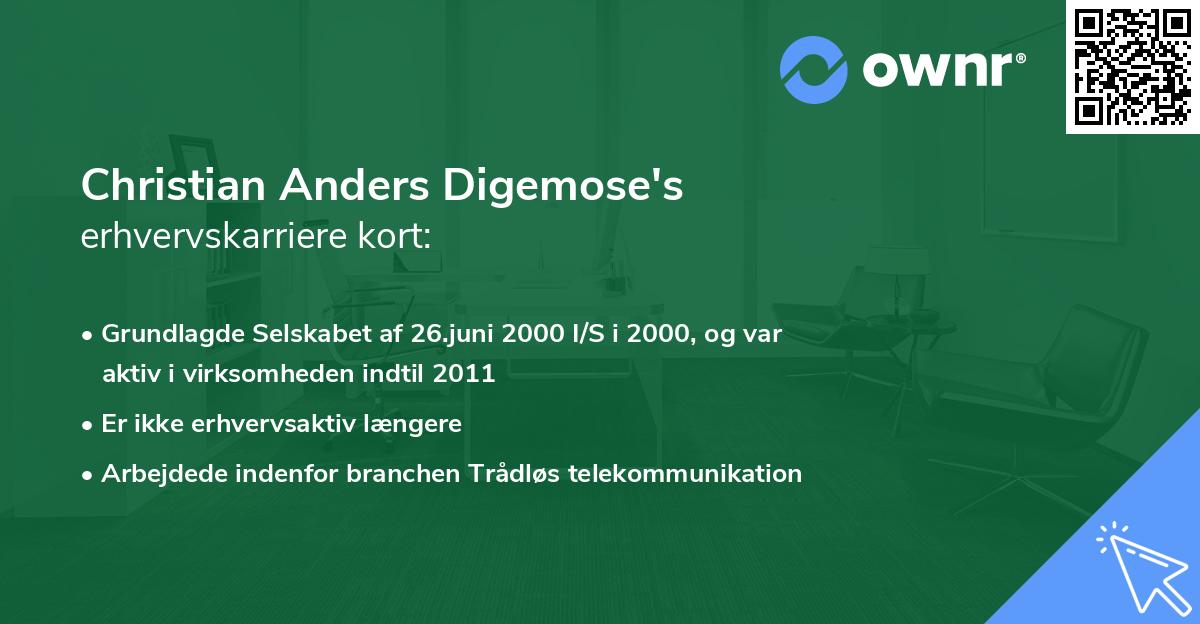 Christian Anders Digemose's erhvervskarriere kort