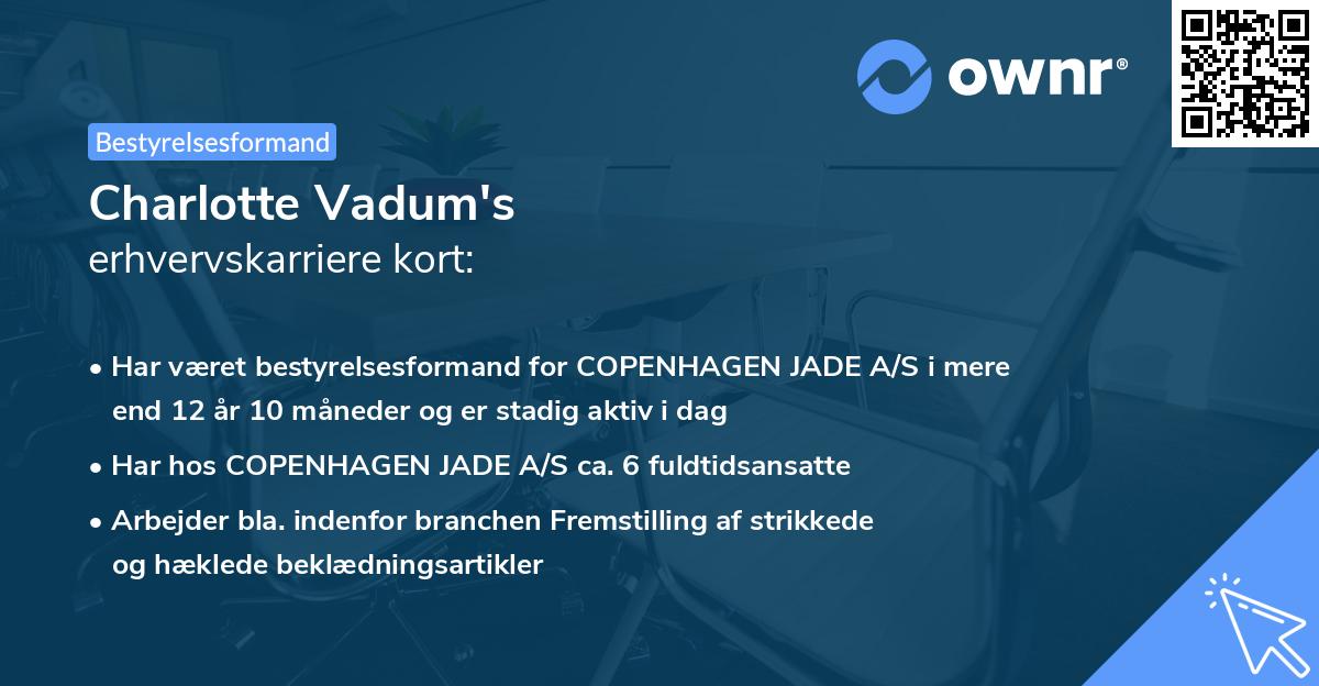 Charlotte Vadum's erhvervskarriere kort