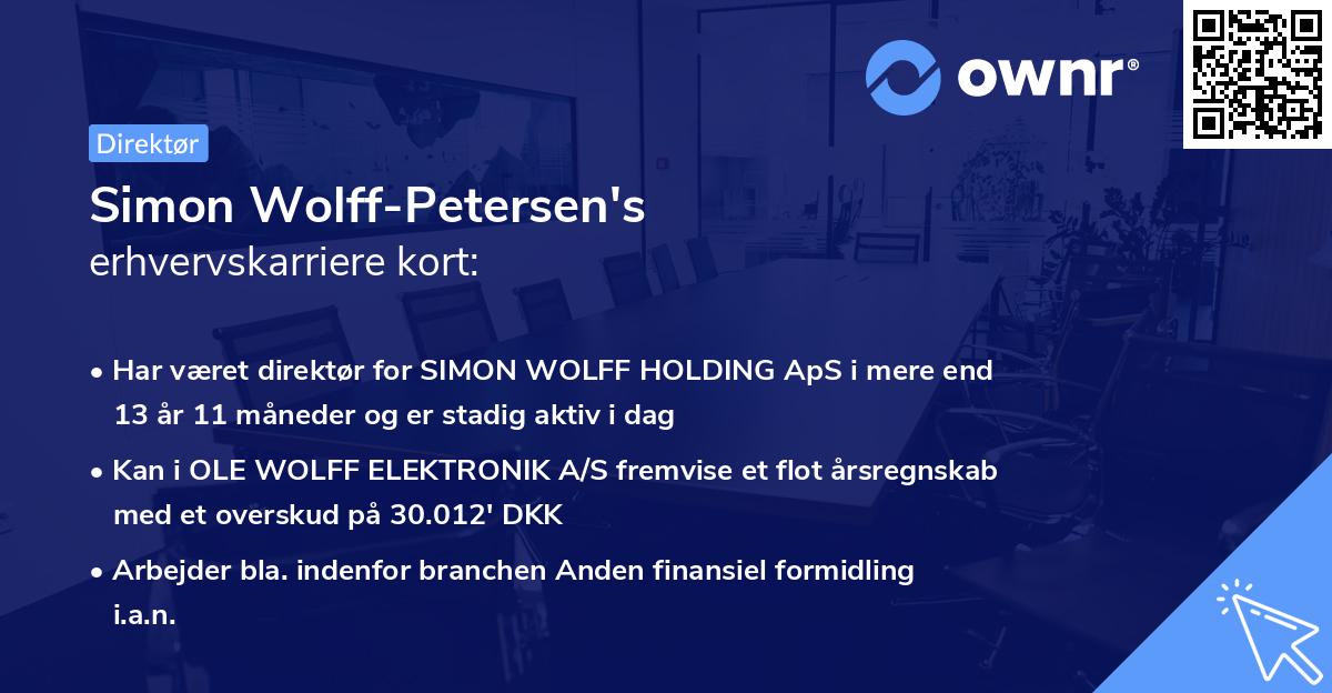 Simon Wolff-Petersen's erhvervskarriere kort
