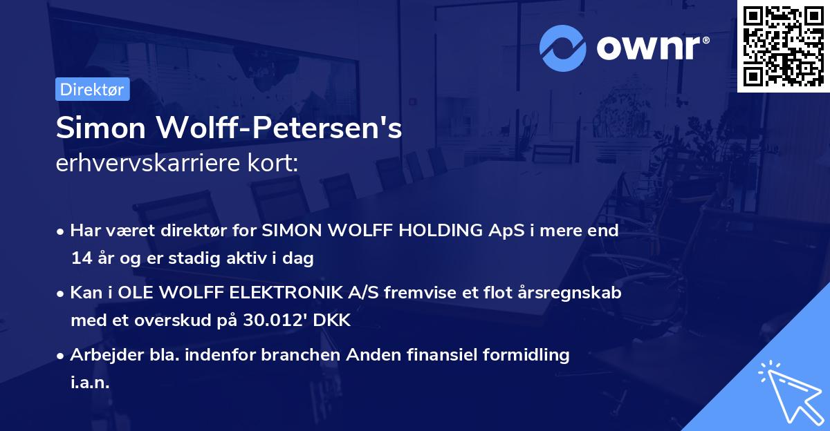 Simon Wolff-Petersen's erhvervskarriere kort
