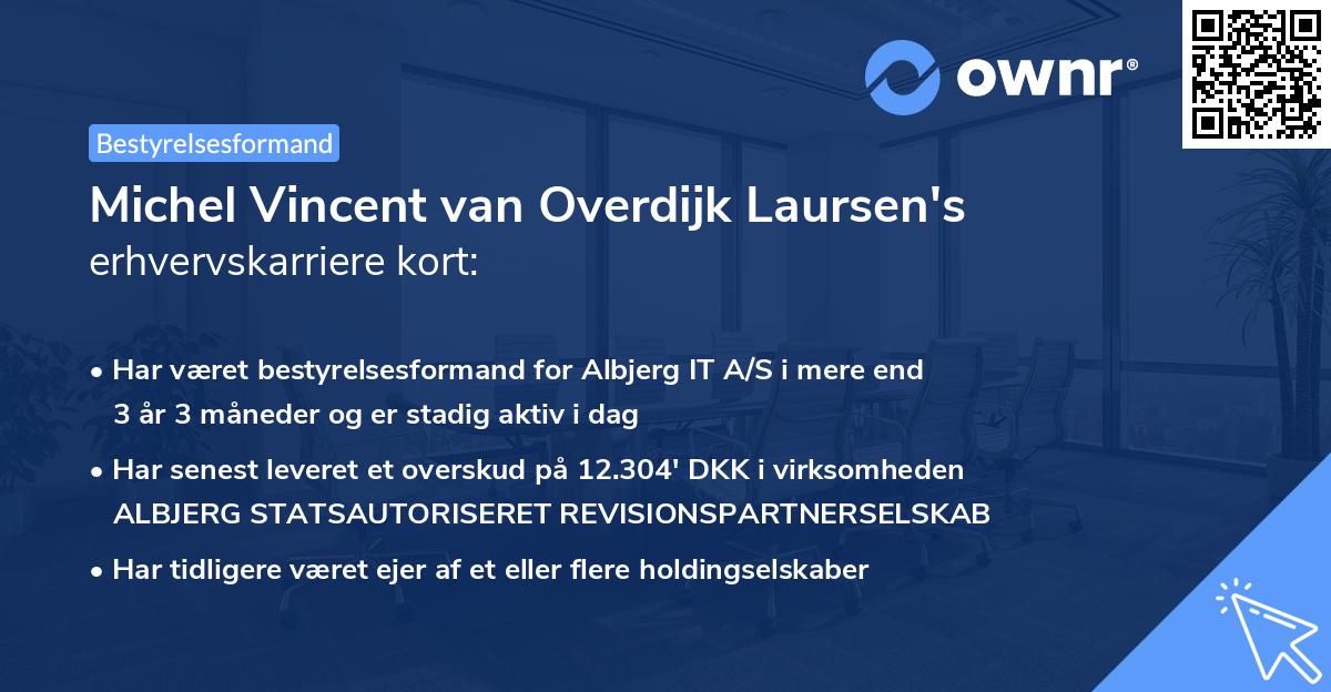 Michel Vincent van Overdijk Laursen's erhvervskarriere kort