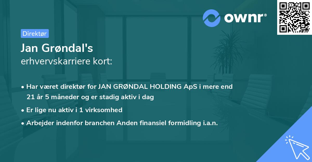 Jan Grøndal's erhvervskarriere kort