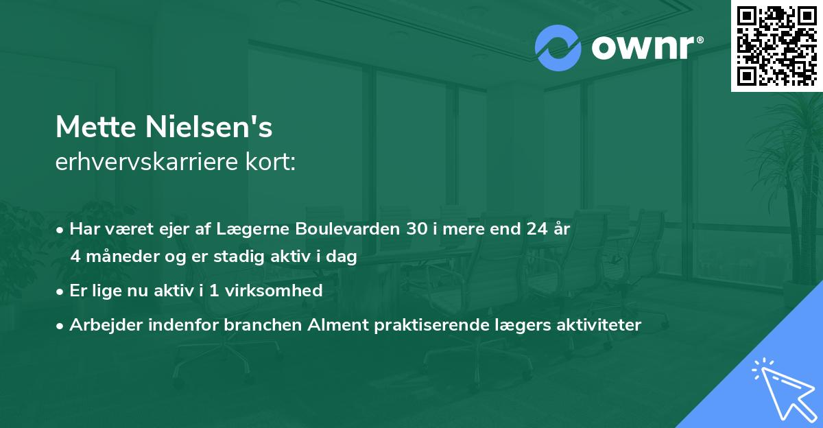 Mette Nielsen's erhvervskarriere kort