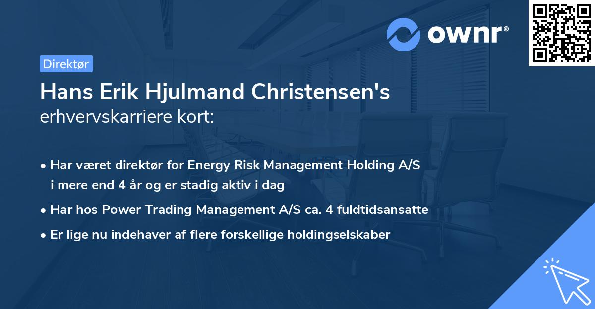 Hans Erik Hjulmand Christensen's erhvervskarriere kort