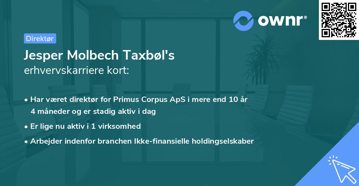 Jesper Molbech Taxbøl's erhvervskarriere kort