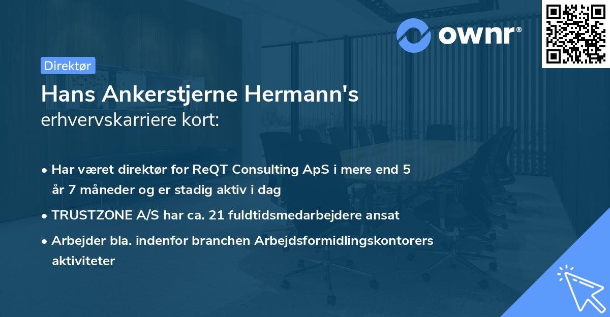 Hans Ankerstjerne Hermann's erhvervskarriere kort