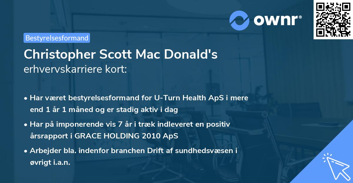 Christopher Scott Mac Donald's erhvervskarriere kort