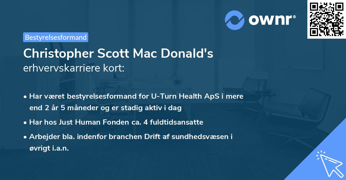 Christopher Scott Mac Donald's erhvervskarriere kort