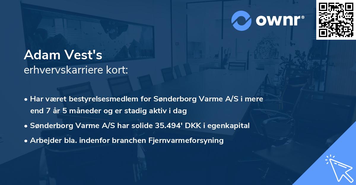 Adam Vest's erhvervskarriere kort
