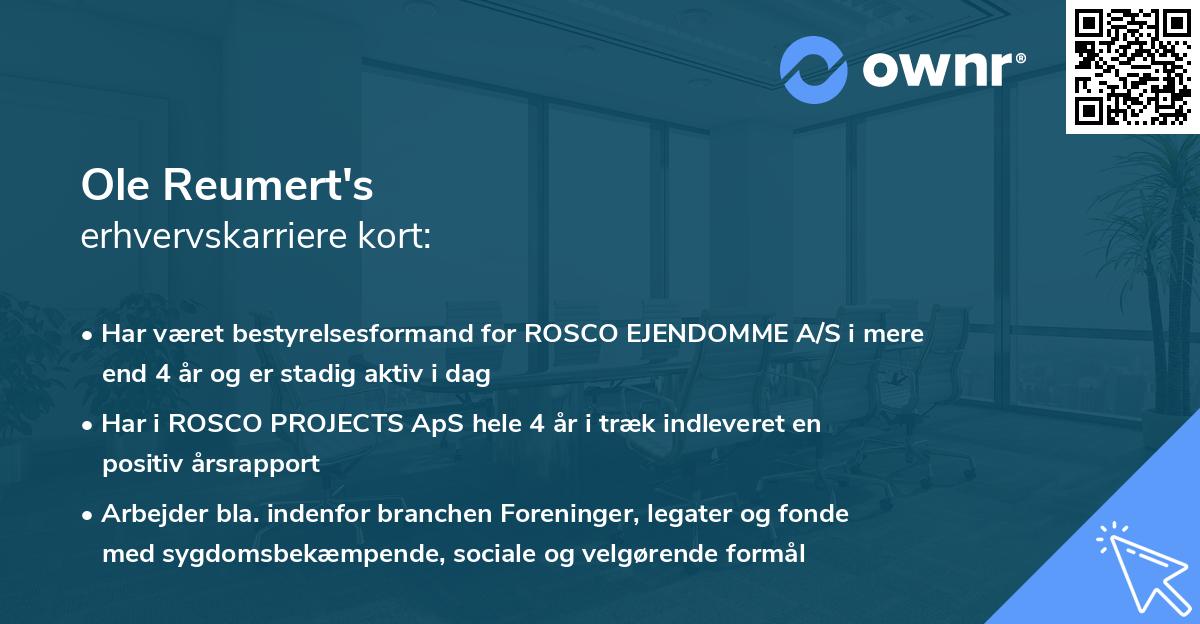 Ole Reumert's erhvervskarriere kort