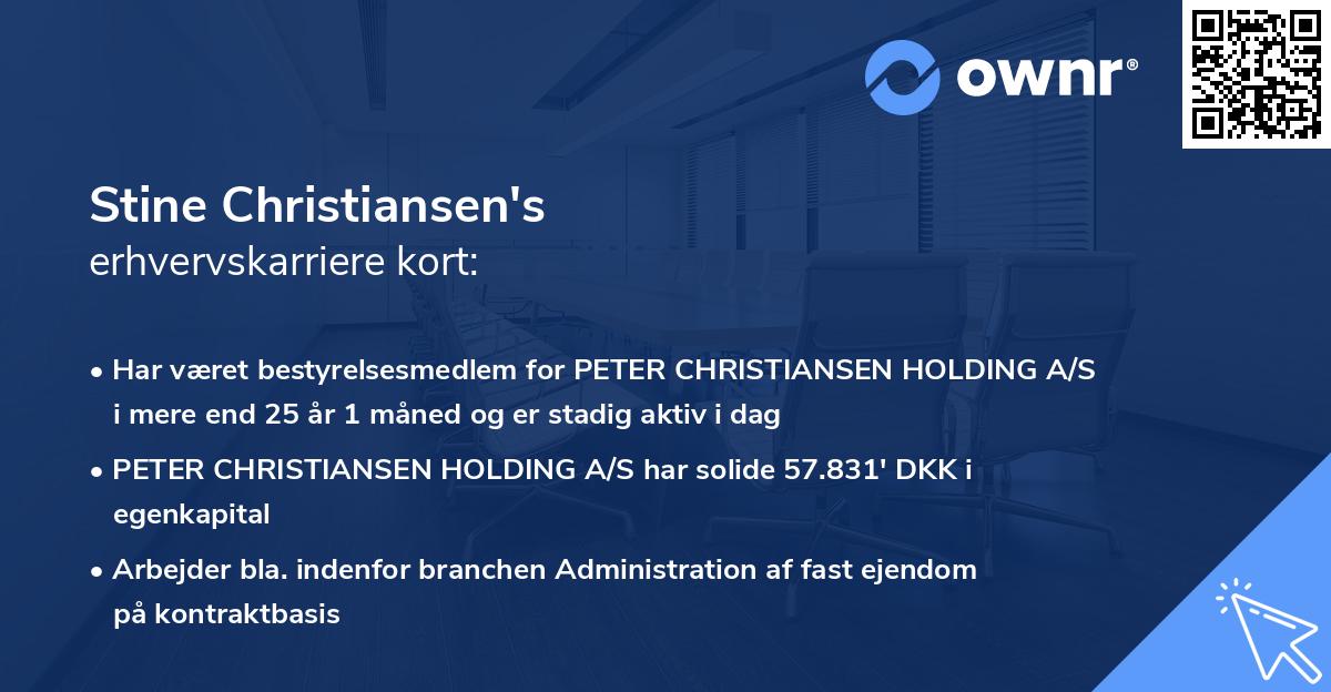 Stine Christiansen's erhvervskarriere kort