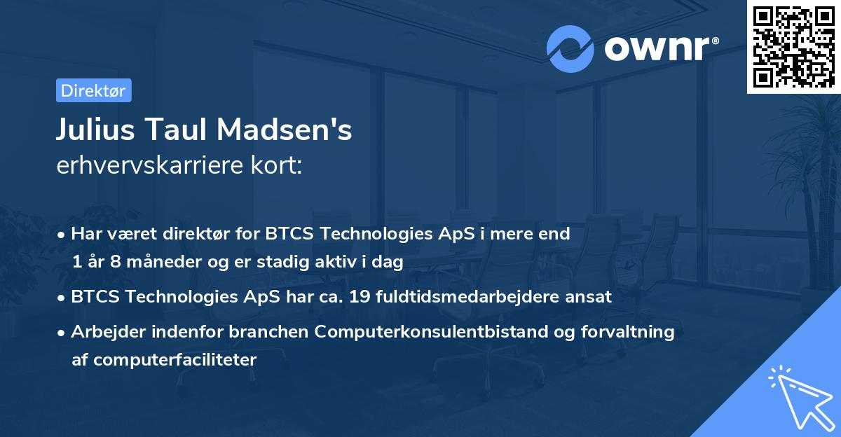 Julius Taul Madsen's erhvervskarriere kort