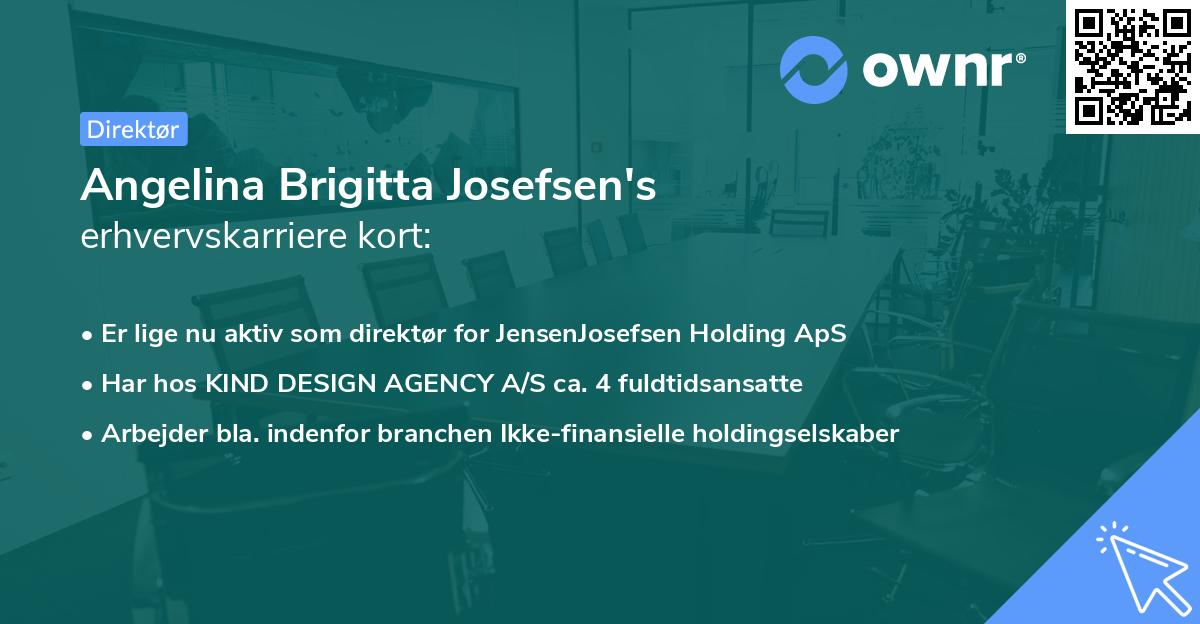 Angelina Brigitta Josefsen's erhvervskarriere kort