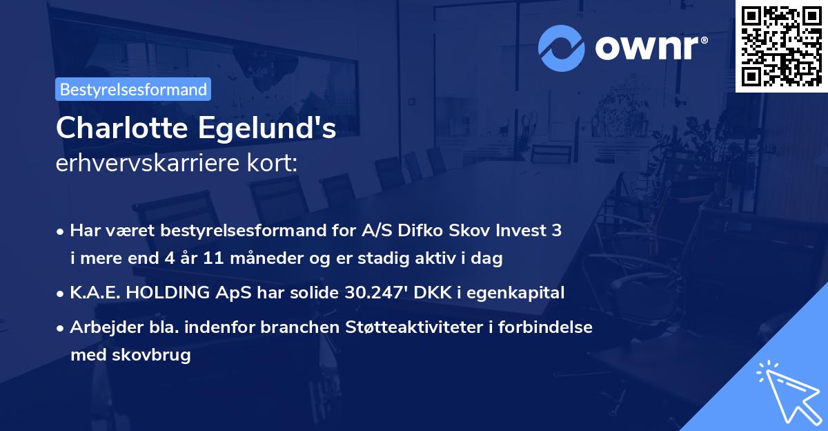 Charlotte Egelund's erhvervskarriere kort