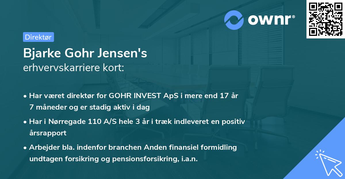 Bjarke Gohr Jensen's erhvervskarriere kort