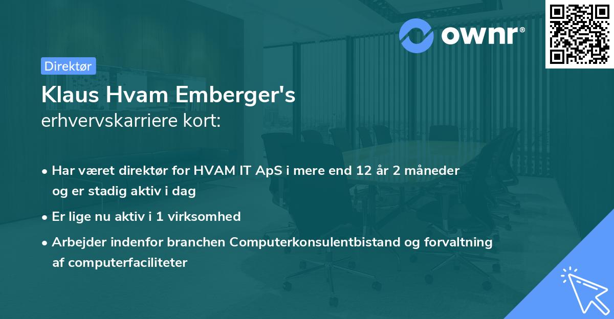 Klaus Hvam Emberger's erhvervskarriere kort