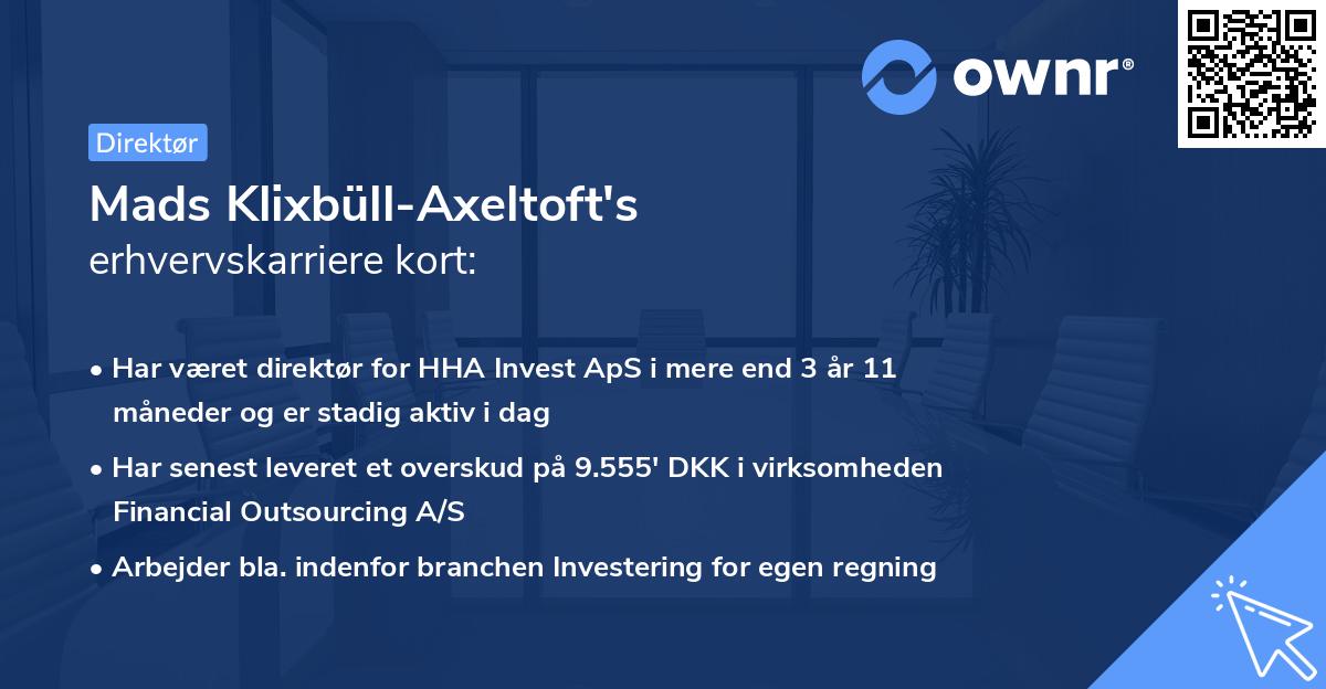 Mads Klixbüll-Axeltoft's erhvervskarriere kort