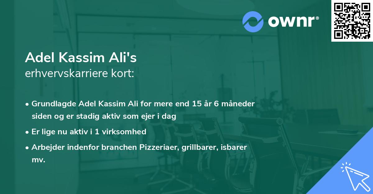 Adel Kassim Ali's erhvervskarriere kort