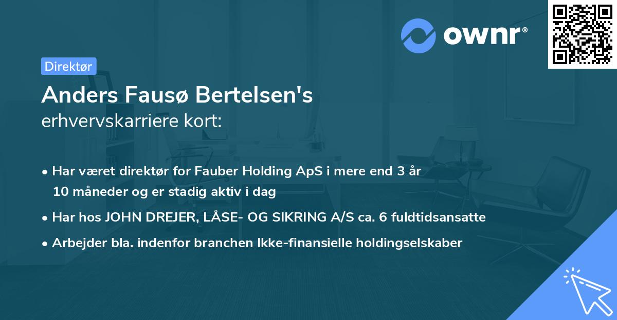 Anders Fausø Bertelsen's erhvervskarriere kort