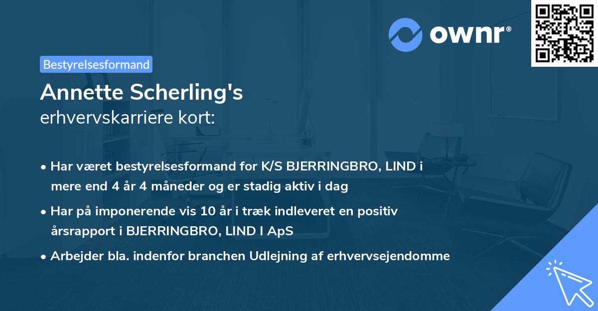 Annette Scherling's erhvervskarriere kort