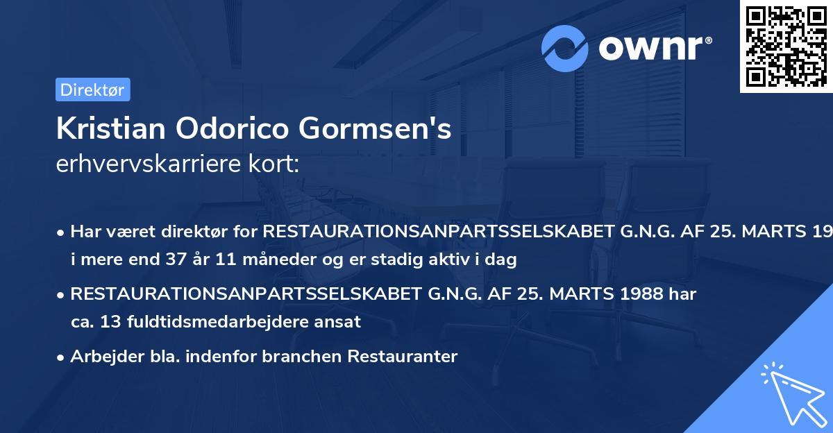 Kristian Odorico Gormsen's erhvervskarriere kort