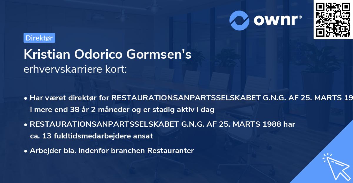 Kristian Odorico Gormsen's erhvervskarriere kort