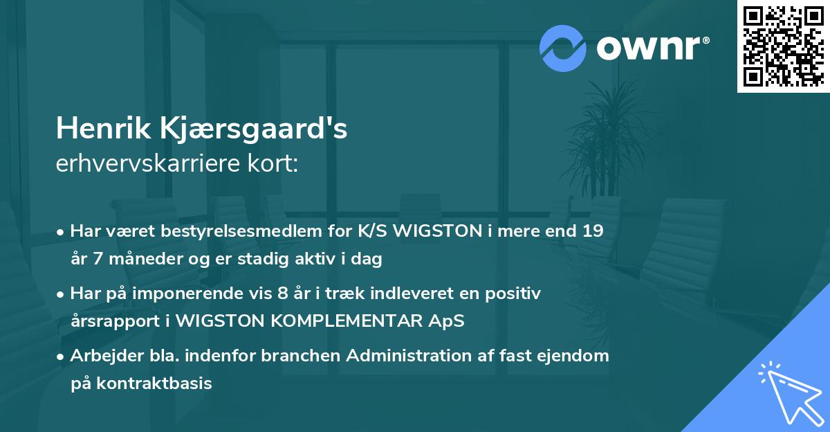 Henrik Kjærsgaard's erhvervskarriere kort